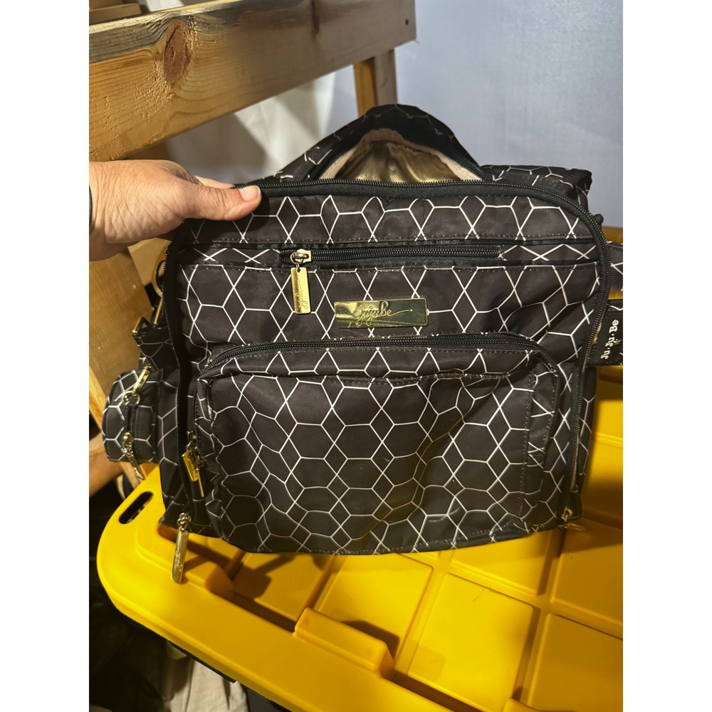 Ju-Ju-Be BFF Diaper Bag Prism Rose Black White Geometric Gold Hardware Messenger